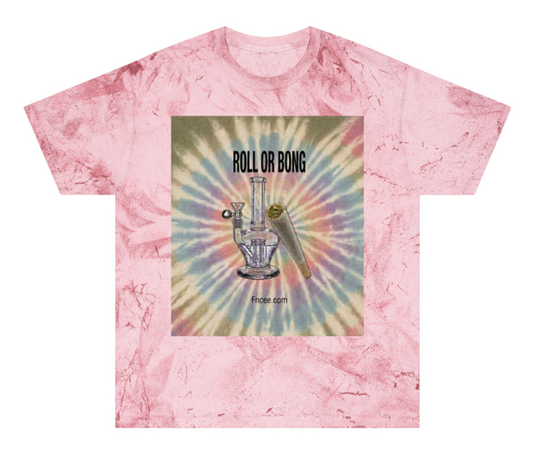 Tie-Dye 'Roll or Bong' Graphic Tee — Retro Psychedelic Smoking Shirt
